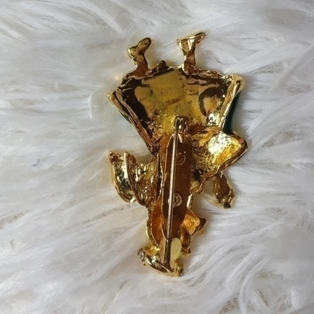 Jeweled Robe & Halo Winged Angel Brooch Pin